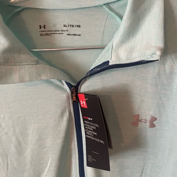 Xlarge Under Armour 1/4 zip aqua blue NWT activewear lightweight running (T) - Picture 4 of 4